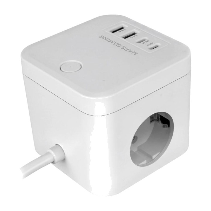 MARS GAMING Regleta cubo de sobremesa con 3 enchufes schuko