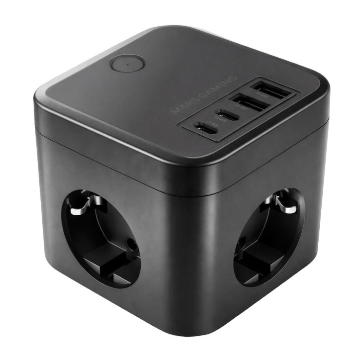 MARS GAMING Regleta cubo de sobremesa con 3 enchufes schuko