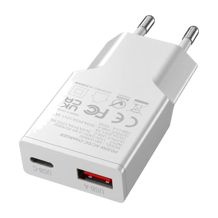 MARS GAMING Compact fast-charging wall charger with two USB