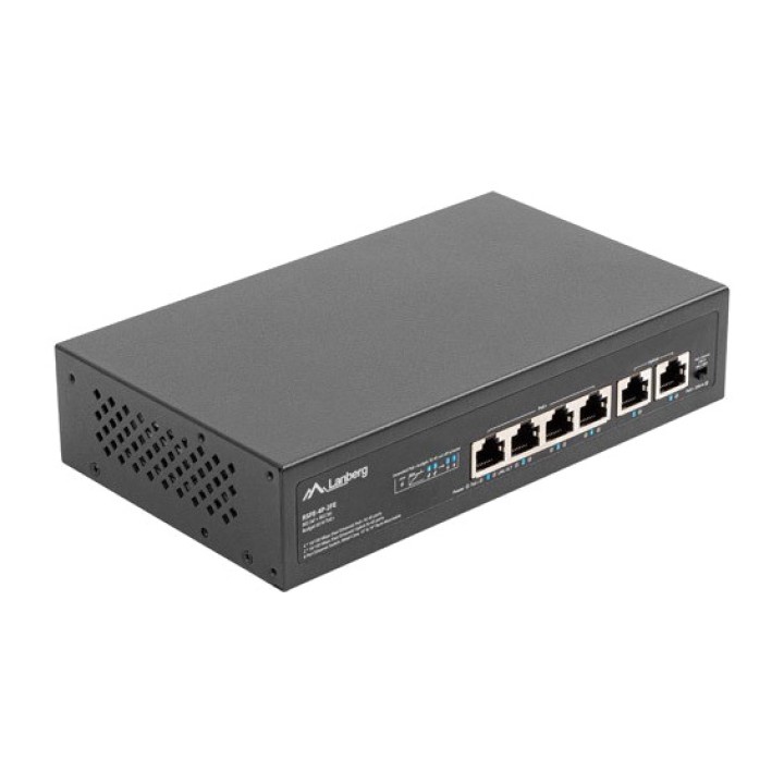LANBERG Switch PoE+ non gestito a 6 porte per rack 4X100MBPS