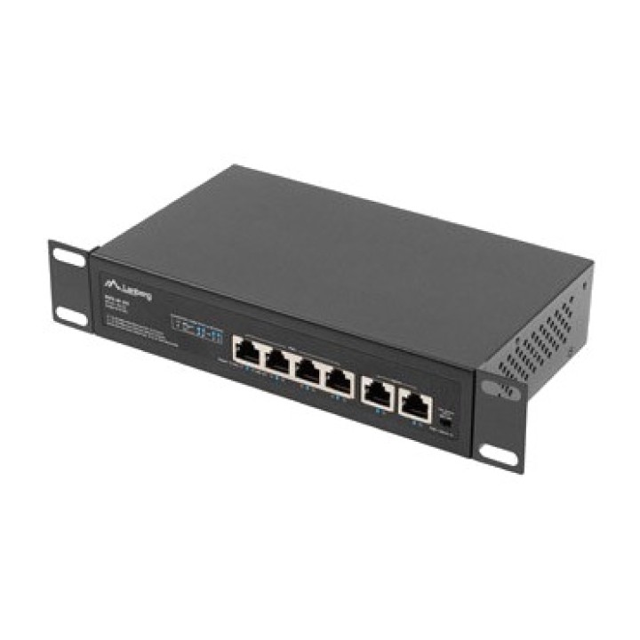 LANBERG Unmanaged PoE+-Rack-Switch mit 6 Ports 4X100MBPS 60W