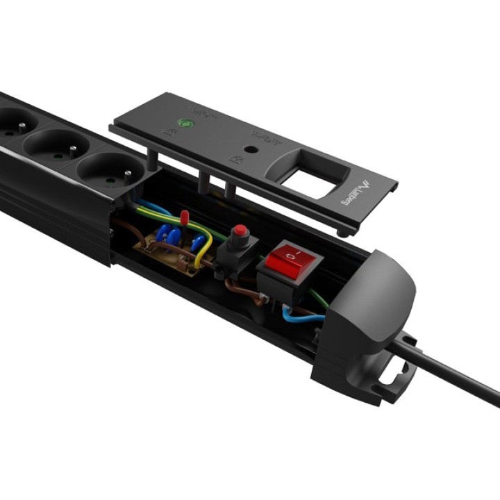 LANBERG 5-way Schuko power strip with switch and surge