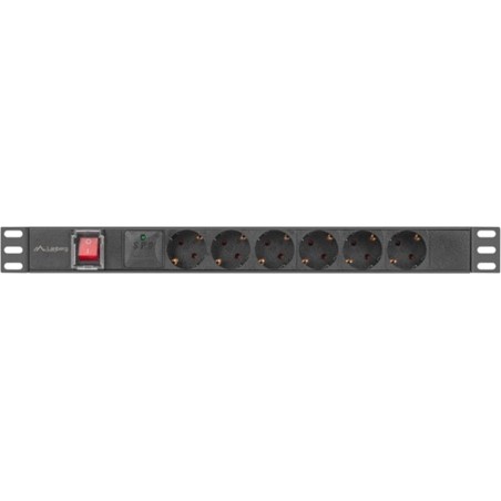 multiprise 6 prises schuko avec interrupteur pour armoire rack 19" 1u 16a 2m pdu-06f-0200-bk
