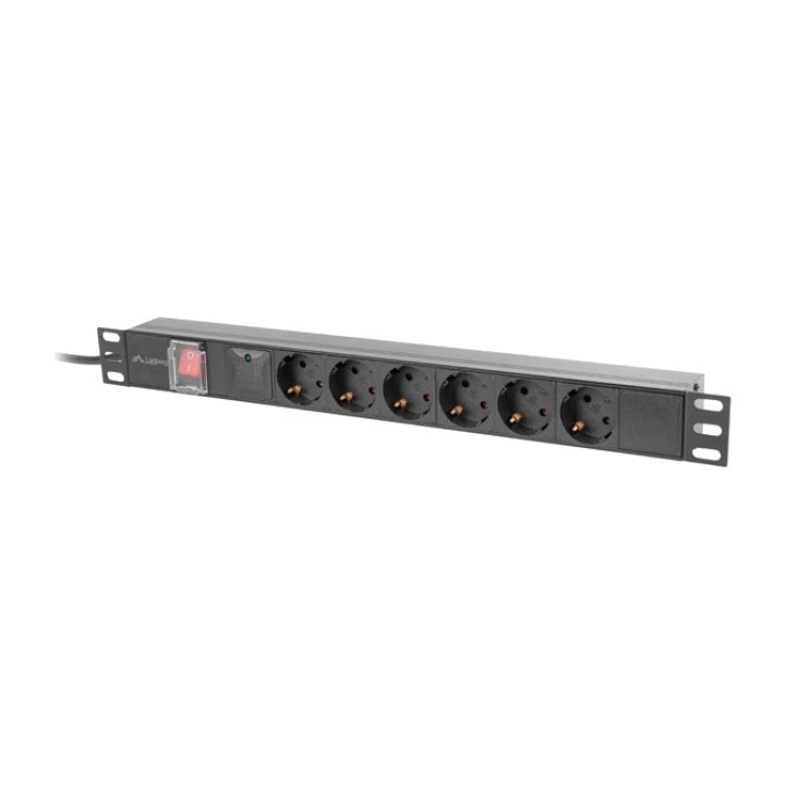 LANBERG Regleta de 6 tomas schuko con interruptor para