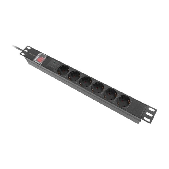 LANBERG 6-way Schuko power strip with switch for rack