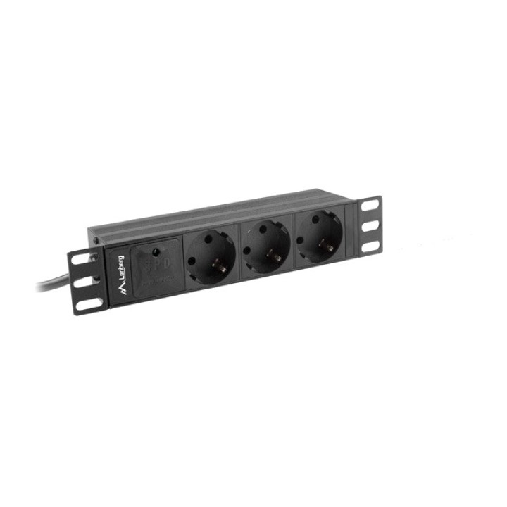 LANBERG 3-fach-Schuko-Steckdosenleiste für Rackschrank 10"
