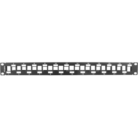 24-port stepped patch panel with organizer for keystone modules 19" 1u ppks-1224-b