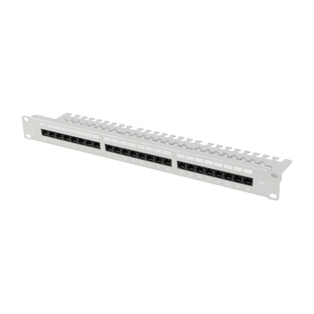 24-port patch panel with integrated cable manager for rack cabinet 19" 1u cat.6 utp ppu6-1124-s