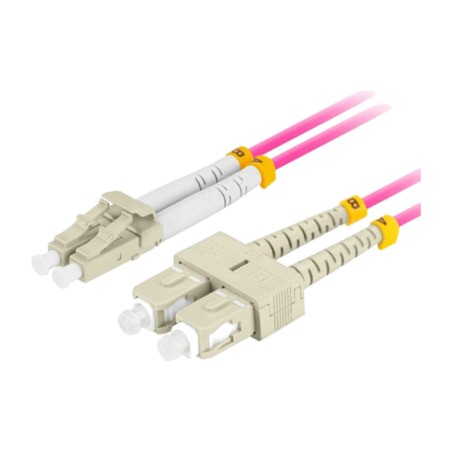 cordon de raccordement multimode duplex à fibre optique lc/upc-sc/upc om4 50/125 lszh 1 m fo-lusu-md41-0010-vt