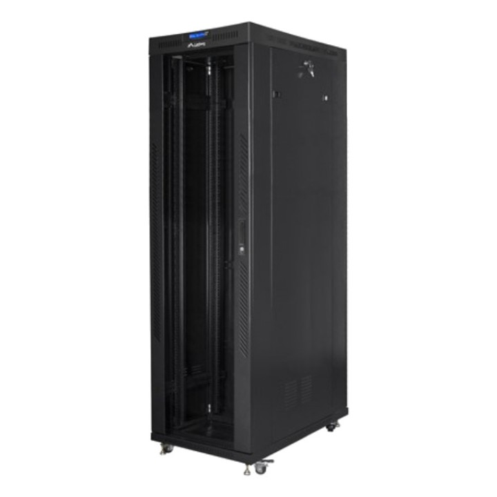 LANBERG Armoire rack au sol avec porte vitrée et écran LCD