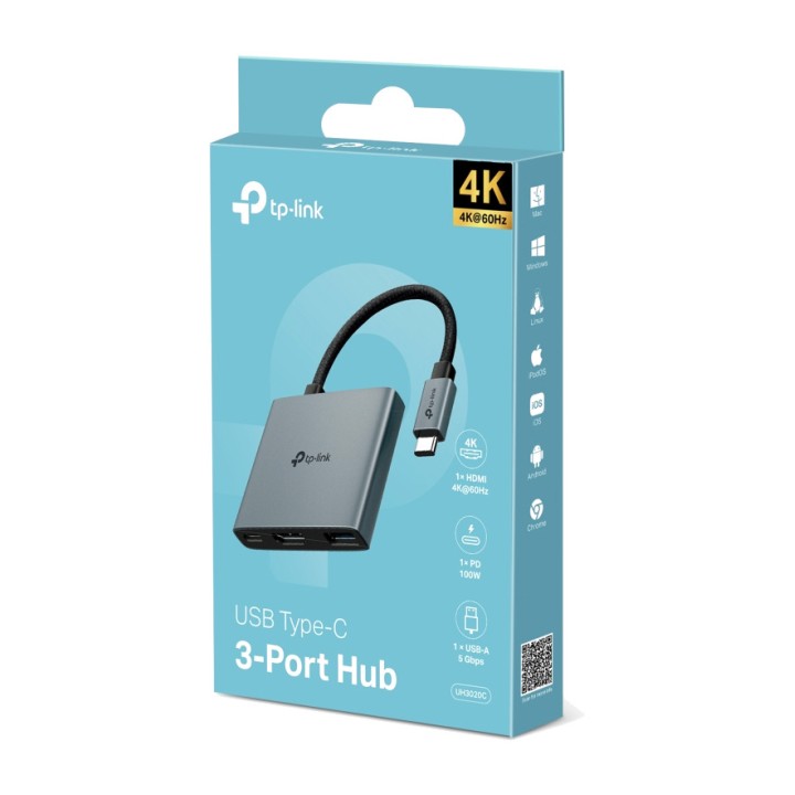 TP-LINK Hub USB-C 3 en 1 con HDMI y carga PD UH3020C DSP0000039756