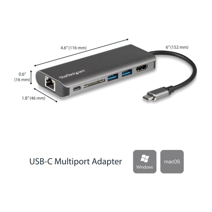 STARTECH.COM Adattatore multiporta USB-C 6 in 1 per laptop
