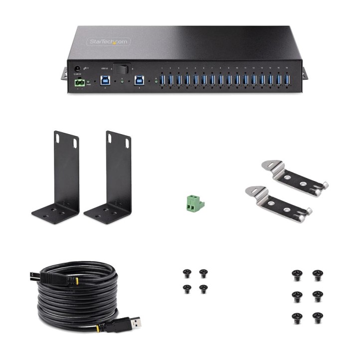 STARTECH.COM 16-port industrial USB 3.2 hub with DIN rail