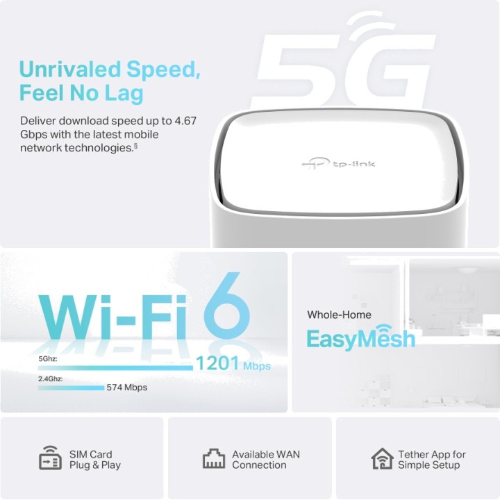 TP-LINK 5G-Router mit Dualband-WiFi 6 ARCHER-NX210 AX1800