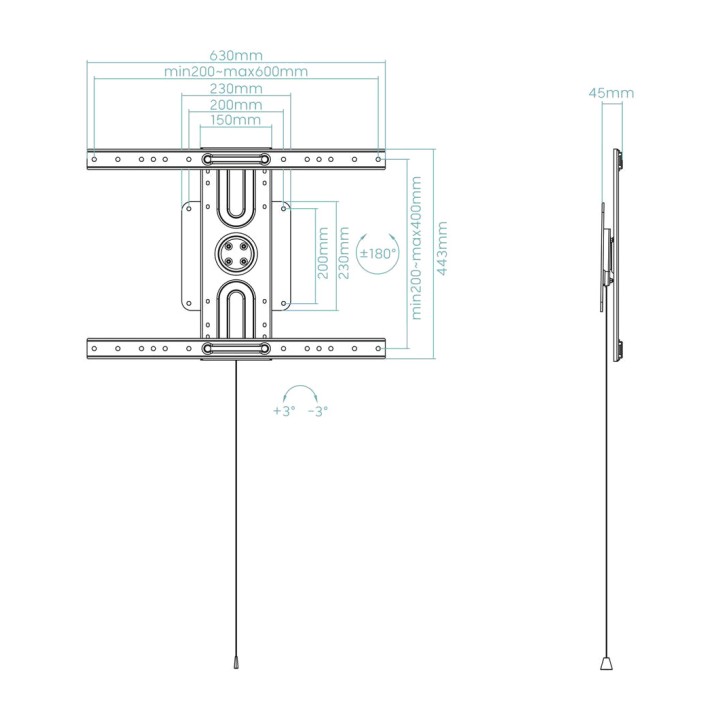 TOOQ Soporte de pared con rotación 360° para televisor LP3780F-R 37-80" 50KG MGS0000030084