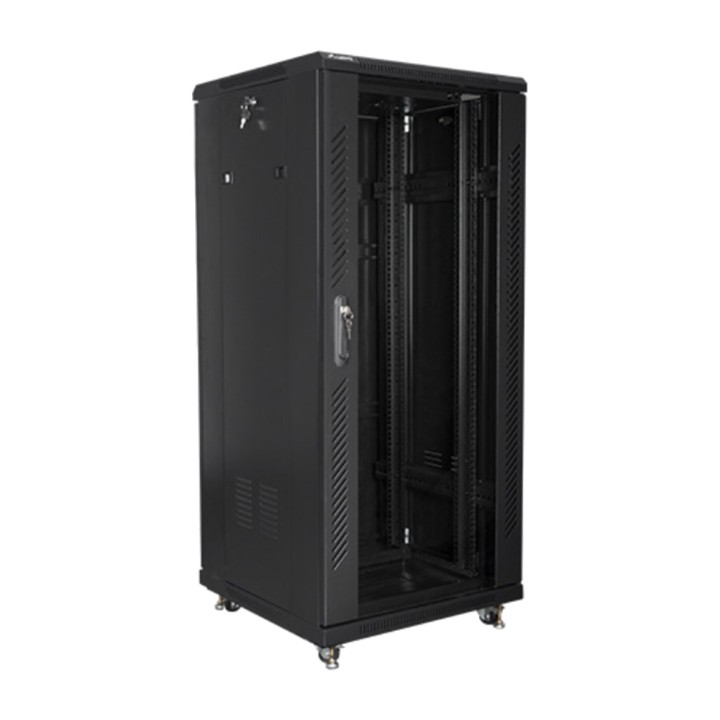 LANBERG Golvrackskåp med glasdörr 19" 27U 600X600MM
