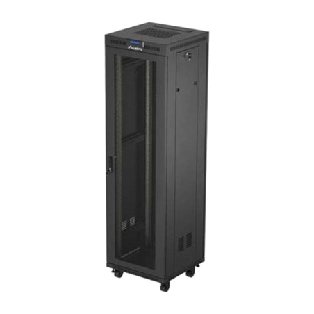 armoire rack au sol avec porte perforée et écran lcd 19" 42u 600x600mm ff01-6642-23bl