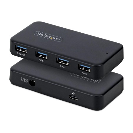 hub usb con 4 puertos, adaptador de corriente y cable host usb-c/usb-a 3.2-gen1 5gbps 24w st4300usb3v2-ue