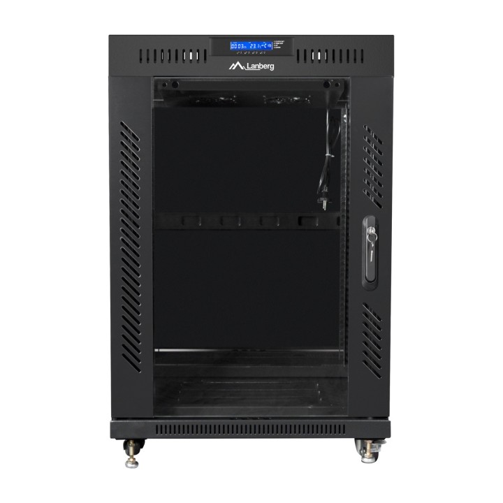 LANBERG Armoire rack au sol avec porte vitrée et écran LCD