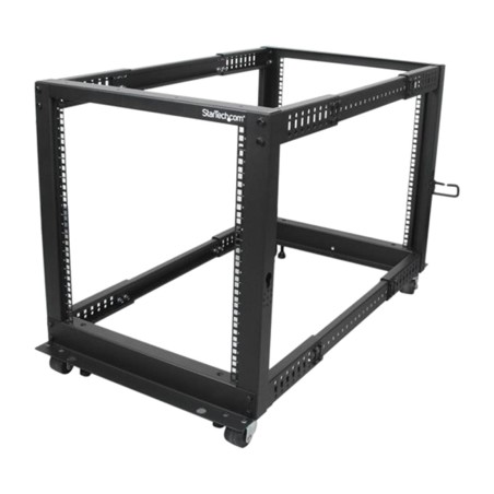 rack de marco abierto con 4 columnas, ruedas y niveladores 12u 19" 4postrack12u