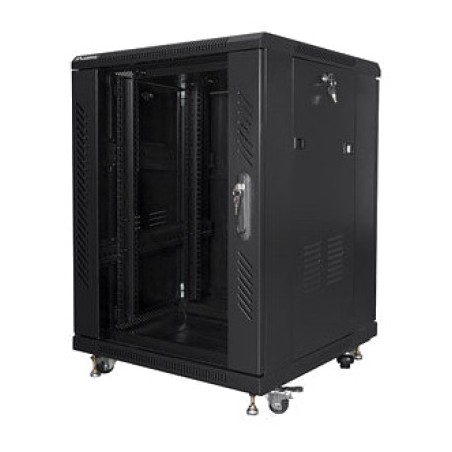padlós rack szekrény üvegajtóval 19" 15u 600x600mm ff01-6615-12b