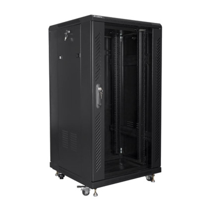 LANBERG Gulvrackskab med glasdør 19" 22U 600X600MM