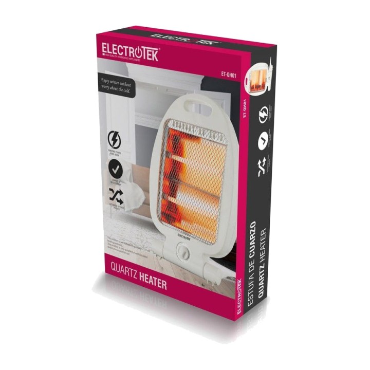 ELECTROTEK Stufa al quarzo compatta con 2 potenze e sistema