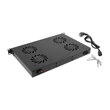 panel de ventilación con 4 ventiladores, termostato y pantalla lcd para armario rack 19" 1u 230v ak-1503-b
