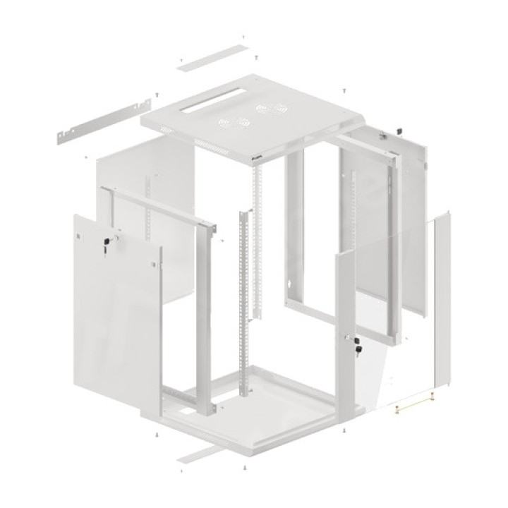 LANBERG Armadio rack da parete con porta in vetro 19" 15U