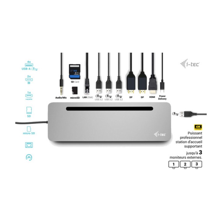 I-TEC Ergonomic USB-C docking station with laptop stand and
