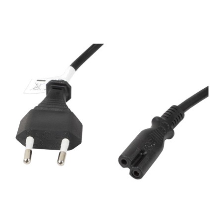 nätkabel typ åtta med europeisk kontakt cee-7/16 iec-c7 vde 180 cm ca-c7ca-11cc-0018-bk