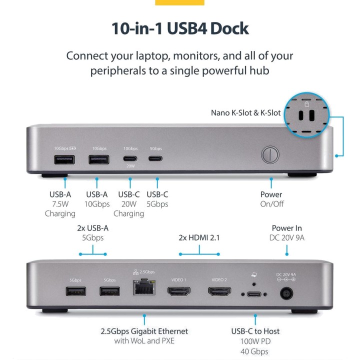 STARTECH.COM USB4-Dockingstation 10-in-1 für Laptops