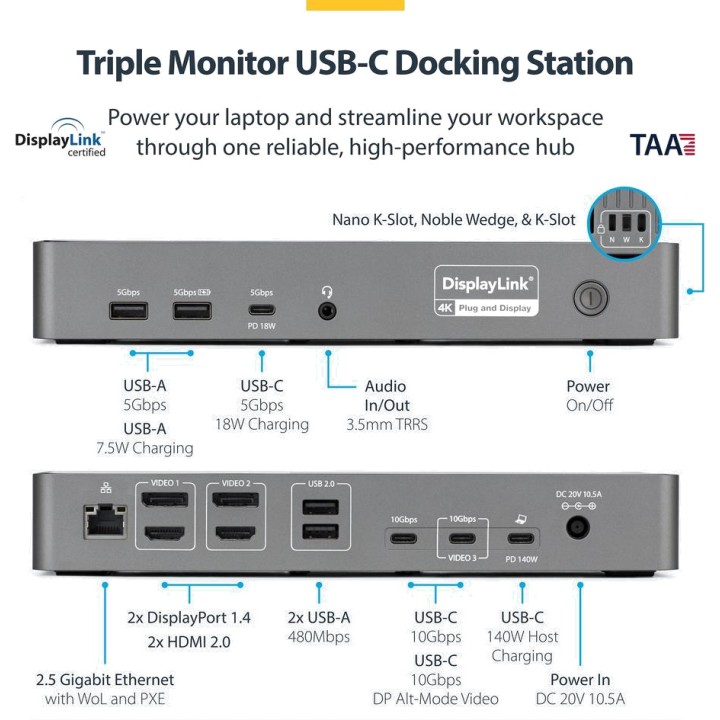 STARTECH.COM 14-in-1 USB-C docking station for laptop