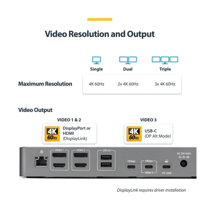 STARTECH.COM Station d’accueil USB-C 14-en-1 pour ordinateur