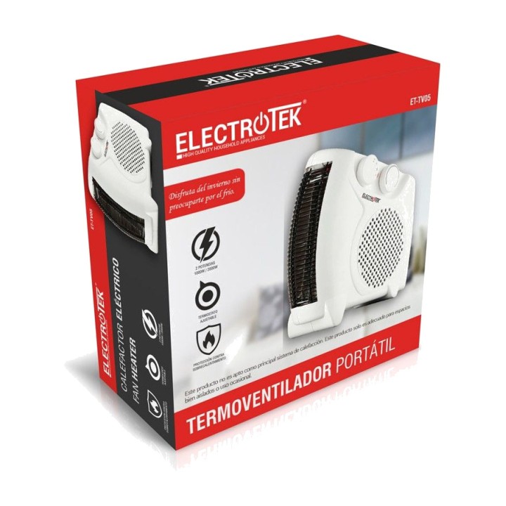 ELECTROTEK Bærbar varmeblæser med håndtag og termostat