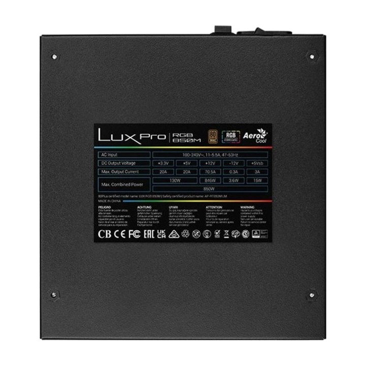 AEROCOOL Fuente de alimentación ATX con iluminación RGB para