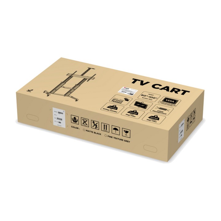 EQUIP Aluminium-TV-Bodenständer mit Rollen 650605 100"