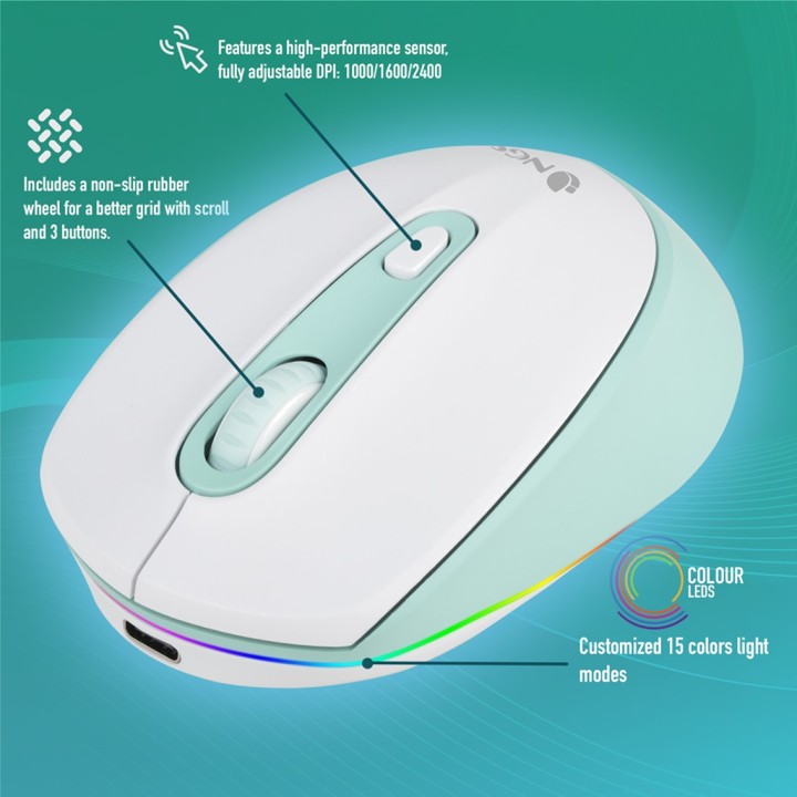 NGS Souris sans fil rechargeable multi-appareils avec