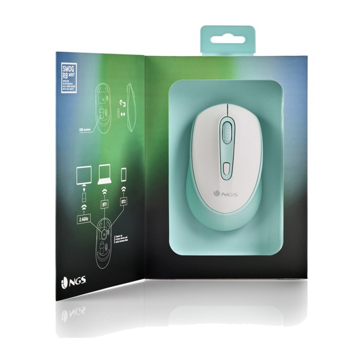 NGS Ratón inalámbrico multidispositivo recargable con luces