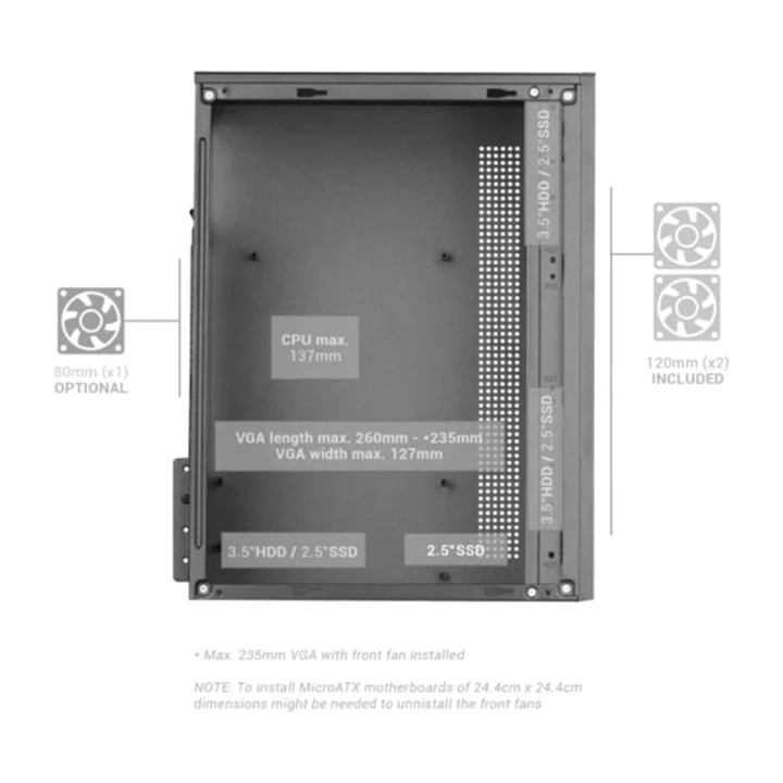 MARS GAMING Case PC compatto con frontale in mesh MC-CORE