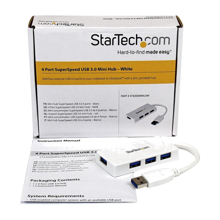 STARTECH.COM Mini hub USB portátil de 4 puertos 3.0 5GBPS