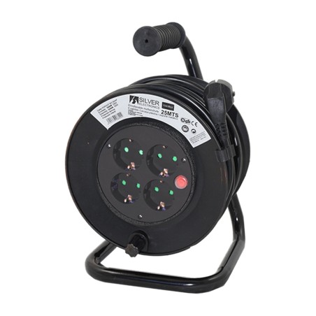 enrotllacables amb 4 preses 25m 3x1,5mm 16a 250v 3000w