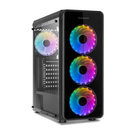 herná semi-tower skrinka na počítač s tvrdeným sklom a rgb ventilátormi hummer-tgm gpu-370mm