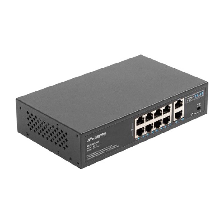LANBERG Switch PoE+ non manageable à 10 ports pour rack