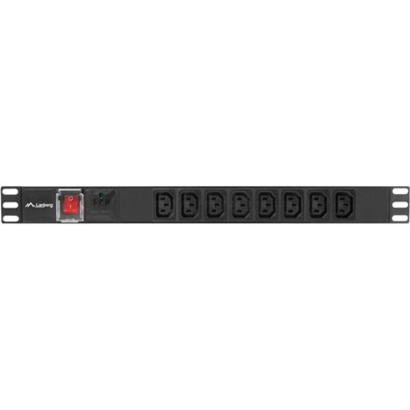regleta de 8 tomas iec con interruptor para armario rack 19" 1u 16a c13 c20 2m pdu-08i-0200-c20-bk