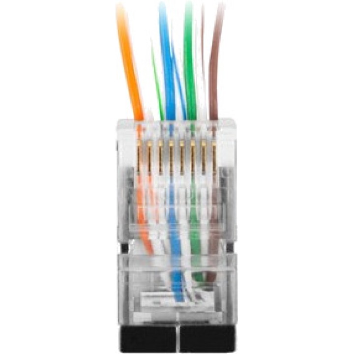 LANBERG Pack de 20 conectores macho pasantes apantallados