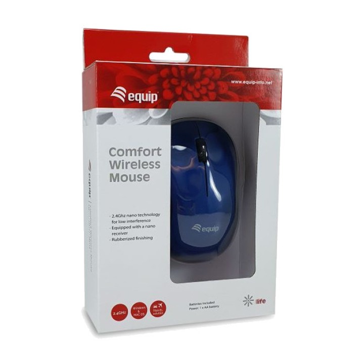 EQUIP Ratón óptico inalámbrico ergonómico recargable