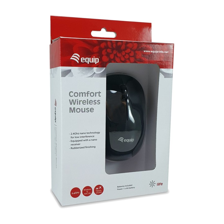 EQUIP Mouse ottico wireless ricaricabile ergonomico