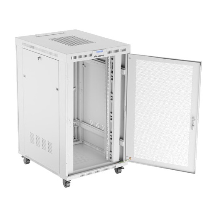 LANBERG Armoire rack au sol avec porte perforée et écran LCD