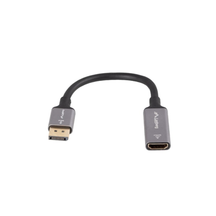 LANBERG Adaptador de vídeo macho a hembra con cable DISPLAYPORT-HDMI-2.0 4K 240HZ 20 CM DSP0000031997